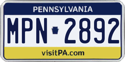 PA license plate MPN2892