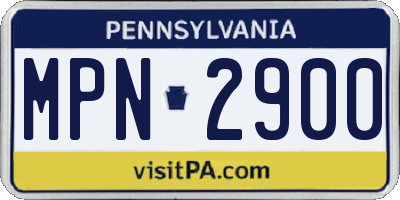 PA license plate MPN2900