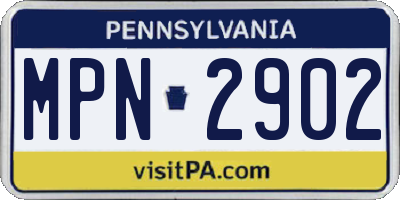 PA license plate MPN2902