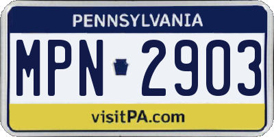 PA license plate MPN2903