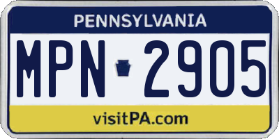 PA license plate MPN2905