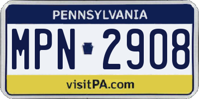 PA license plate MPN2908