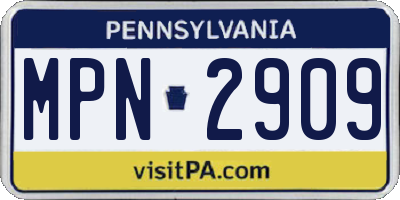 PA license plate MPN2909