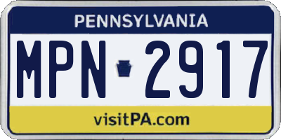 PA license plate MPN2917