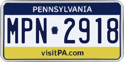 PA license plate MPN2918