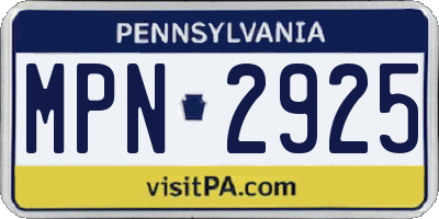 PA license plate MPN2925