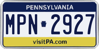 PA license plate MPN2927