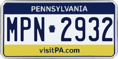 PA license plate MPN2932