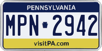 PA license plate MPN2942