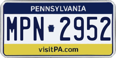 PA license plate MPN2952