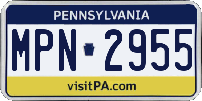 PA license plate MPN2955
