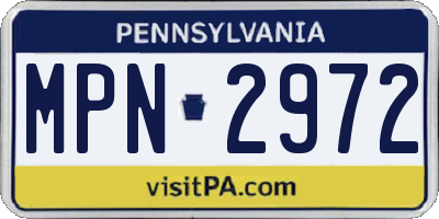 PA license plate MPN2972