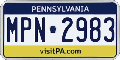 PA license plate MPN2983