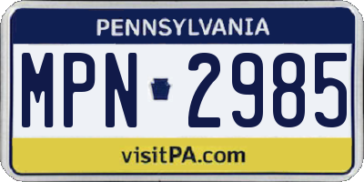 PA license plate MPN2985
