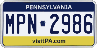 PA license plate MPN2986