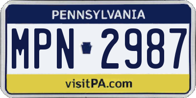 PA license plate MPN2987