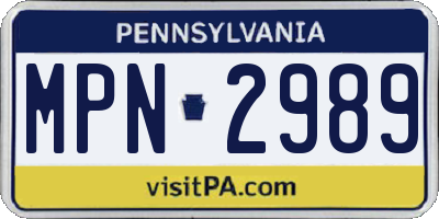 PA license plate MPN2989
