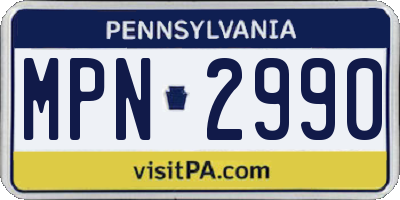 PA license plate MPN2990