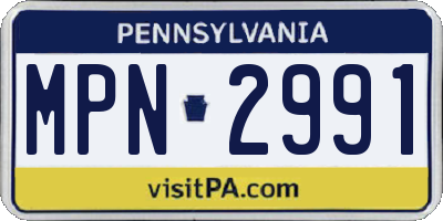 PA license plate MPN2991