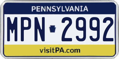 PA license plate MPN2992