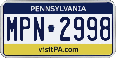 PA license plate MPN2998