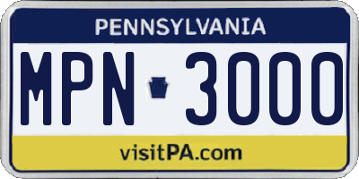 PA license plate MPN3000