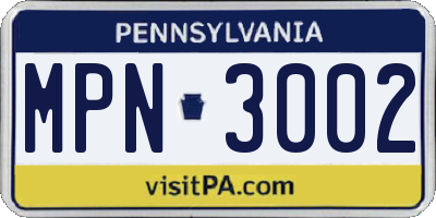 PA license plate MPN3002