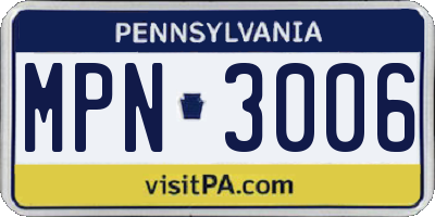 PA license plate MPN3006