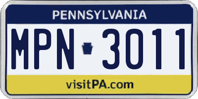 PA license plate MPN3011