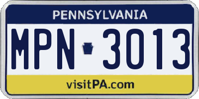 PA license plate MPN3013