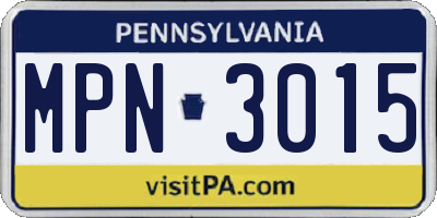 PA license plate MPN3015