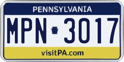 PA license plate MPN3017