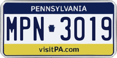 PA license plate MPN3019