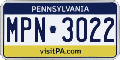 PA license plate MPN3022