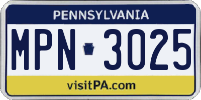 PA license plate MPN3025