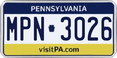 PA license plate MPN3026