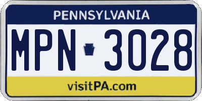 PA license plate MPN3028
