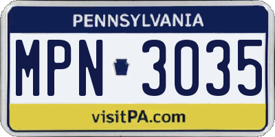 PA license plate MPN3035