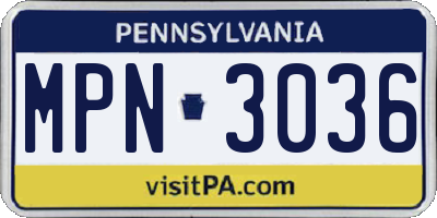 PA license plate MPN3036