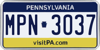 PA license plate MPN3037