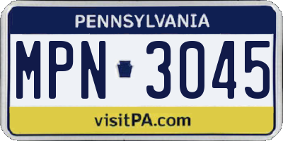PA license plate MPN3045