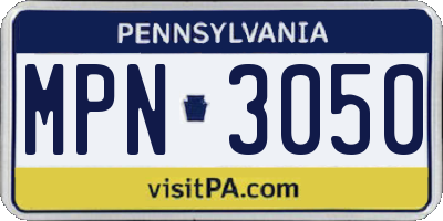 PA license plate MPN3050