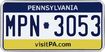 PA license plate MPN3053