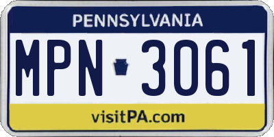 PA license plate MPN3061
