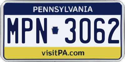 PA license plate MPN3062
