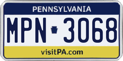 PA license plate MPN3068