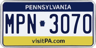 PA license plate MPN3070