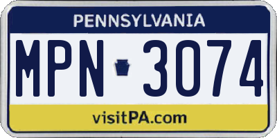 PA license plate MPN3074