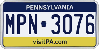 PA license plate MPN3076