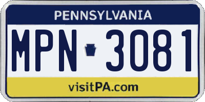 PA license plate MPN3081